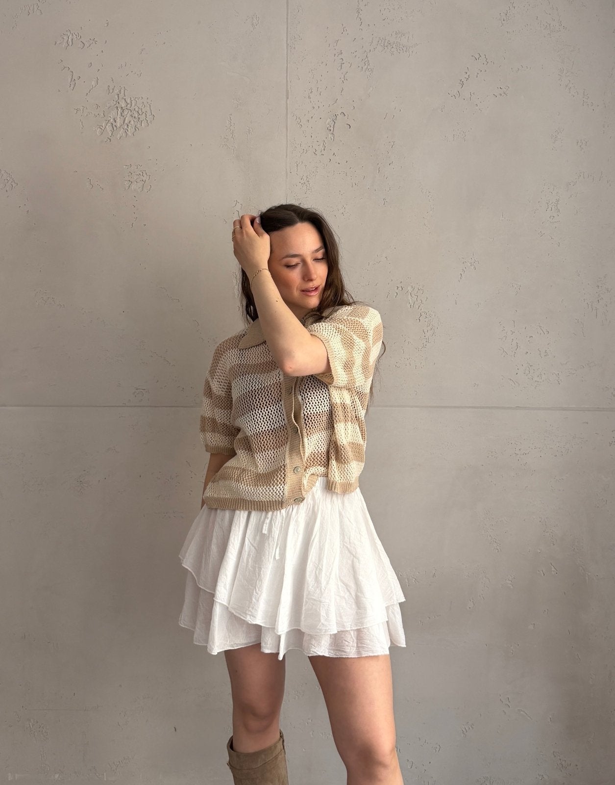 Häkel - Polo mit Lochdesign & Blockstreifen – 100% Baumwolle - Switch - Fashion