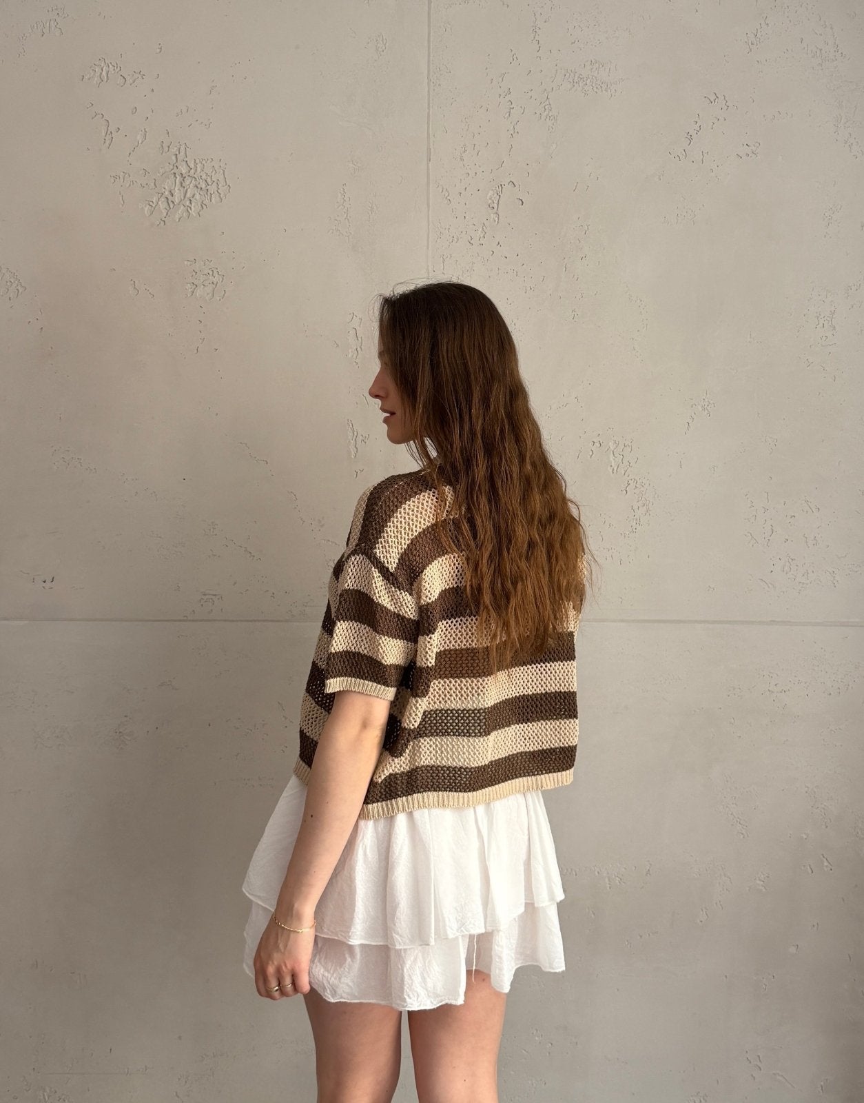 Häkel - Polo mit Lochdesign & Blockstreifen – 100% Baumwolle - Switch - Fashion