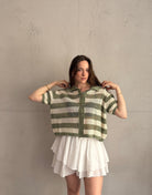 Häkel - Polo mit Lochdesign & Blockstreifen – 100% Baumwolle - Switch - Fashion