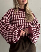 Houndstooth Pullover – Oversize Fit mit weitem Arm - Switch - Fashion