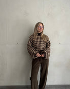 Houndstooth Pullover – Oversize Fit mit weitem Arm - Switch - Fashion