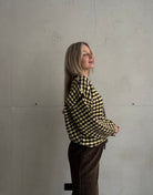 Houndstooth Strickjacke mit Perlenknöpfen - Switch - Fashion