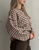 Houndstooth Strickjacke mit Perlenknöpfen - Switch - Fashion