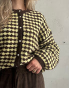 Houndstooth Strickjacke mit Perlenknöpfen - Switch - Fashion