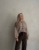 Houndstooth Strickjacke mit Perlenknöpfen - Switch - Fashion