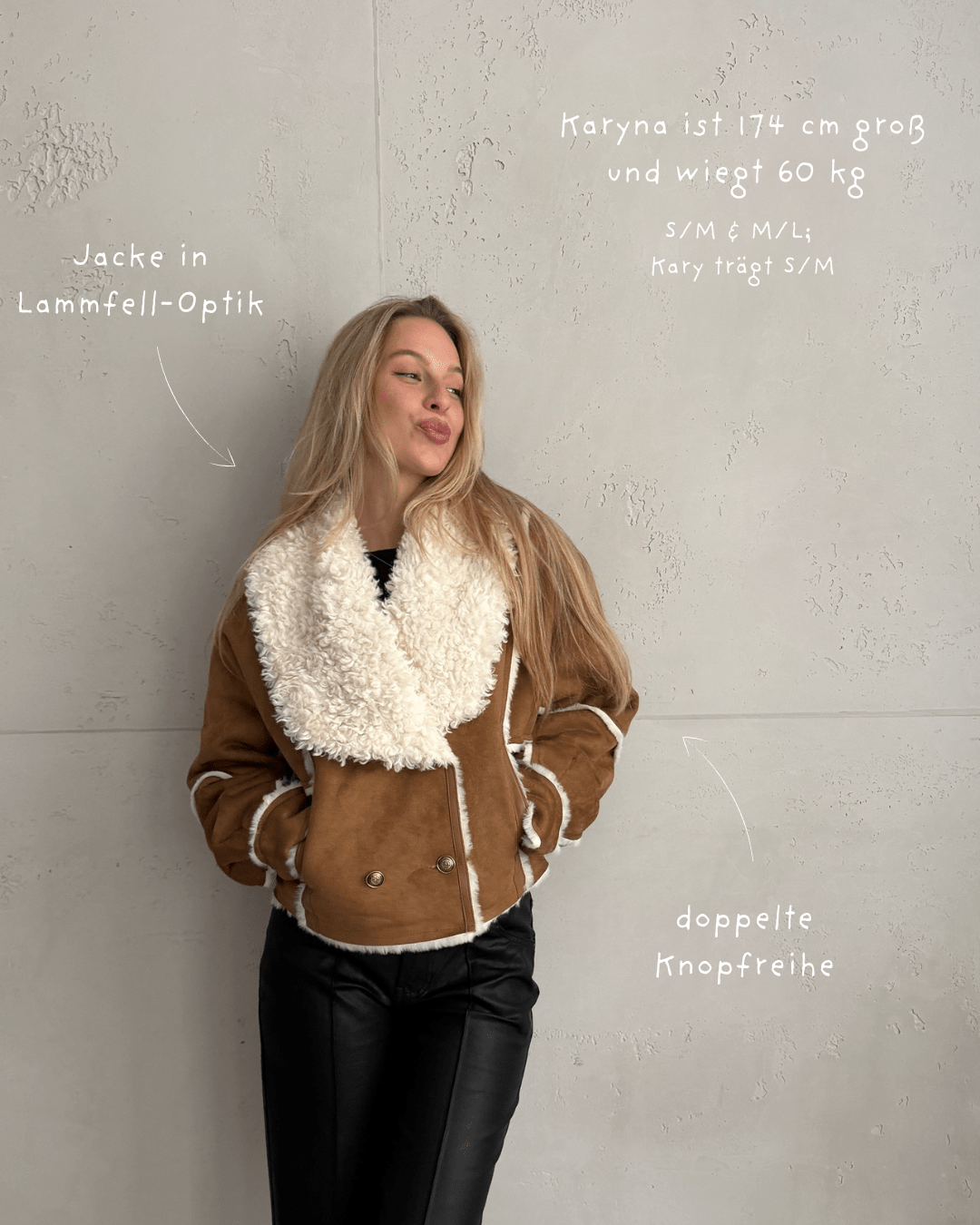 Jacke im Lammfell-Look mit Doppelreiher - Switch-Fashion