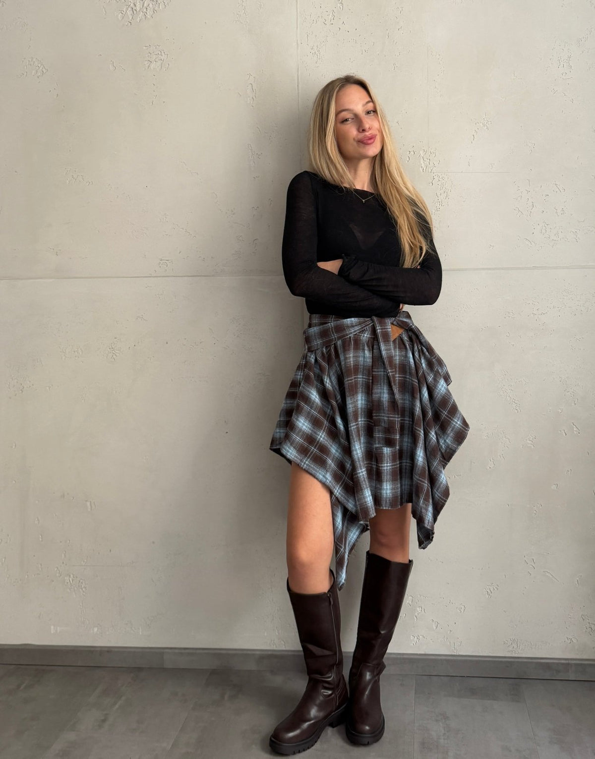 Karierter Skort mit asymmetrischem Saum - Switch-Fashion