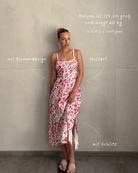Kleid mit Häkelträgern, Taillierung und Schlitz in Blumenprint - Switch-Fashion