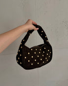 Kleine Leder - Handtasche mit Nieten – Burgundy / Braun - Switch - Fashion