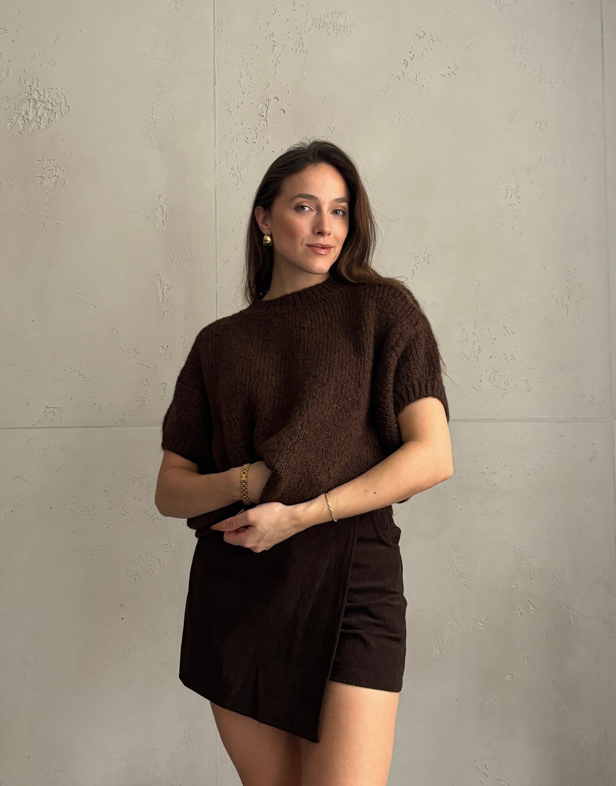 Kurzarm-Pullover aus Grobstrick