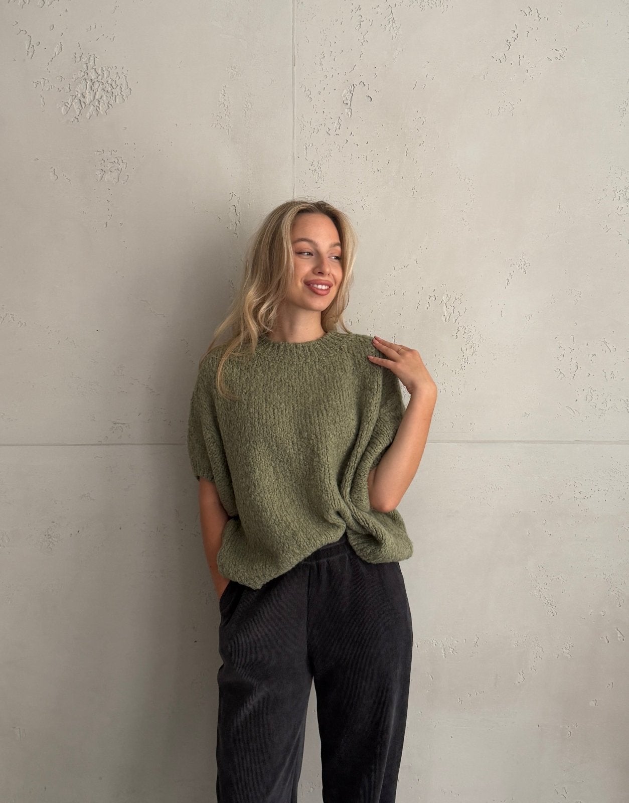 Kurzarm-Pullover aus Grobstrick - Switch-Fashion