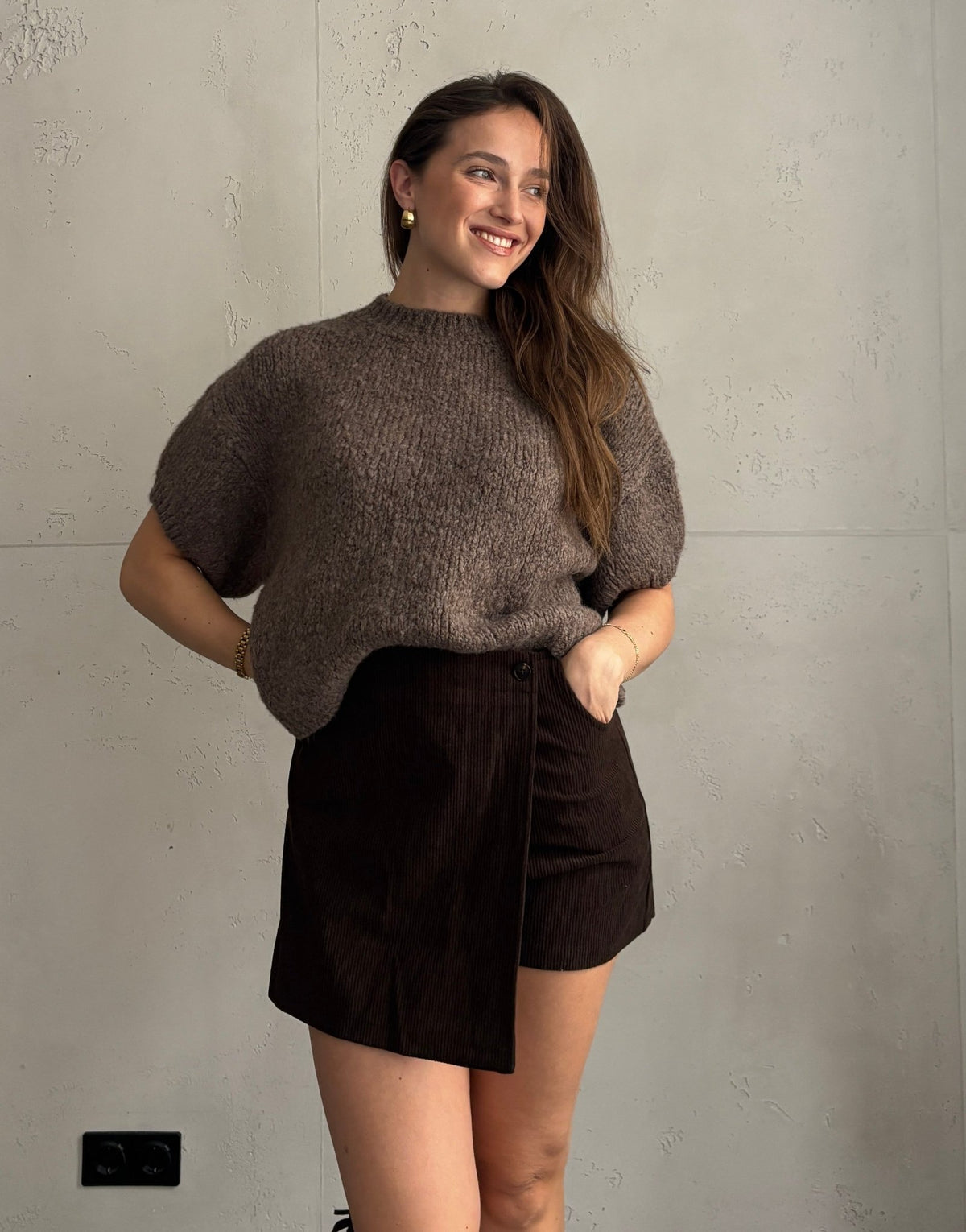 Kurzarm-Pullover aus Grobstrick