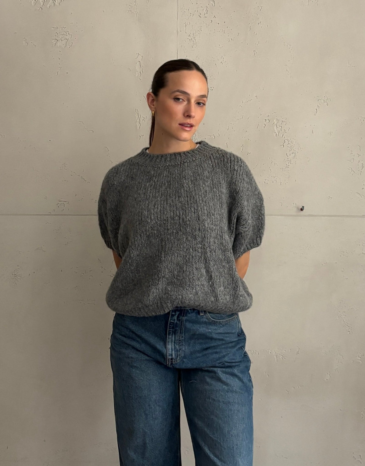 Kurzarm-Pullover aus Grobstrick