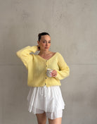 Kurze Mohair Strickjacke mit V - Ausschhnitt - Switch - Fashion