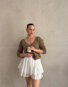 Kurze Mohair Strickjacke mit V - Ausschhnitt - Switch - Fashion