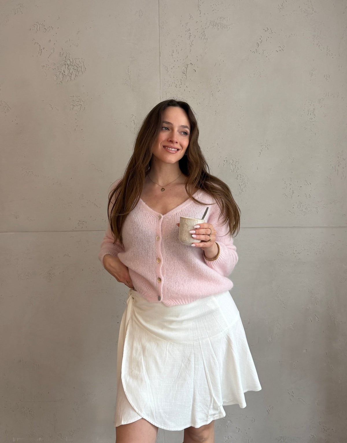 Kurze Mohair Strickjacke mit V - Ausschhnitt - Switch - Fashion