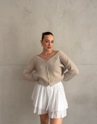 Kurze Mohair Strickjacke mit V - Ausschhnitt - Switch - Fashion