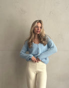 Kurze Mohair Strickjacke mit V - Ausschhnitt - Switch - Fashion