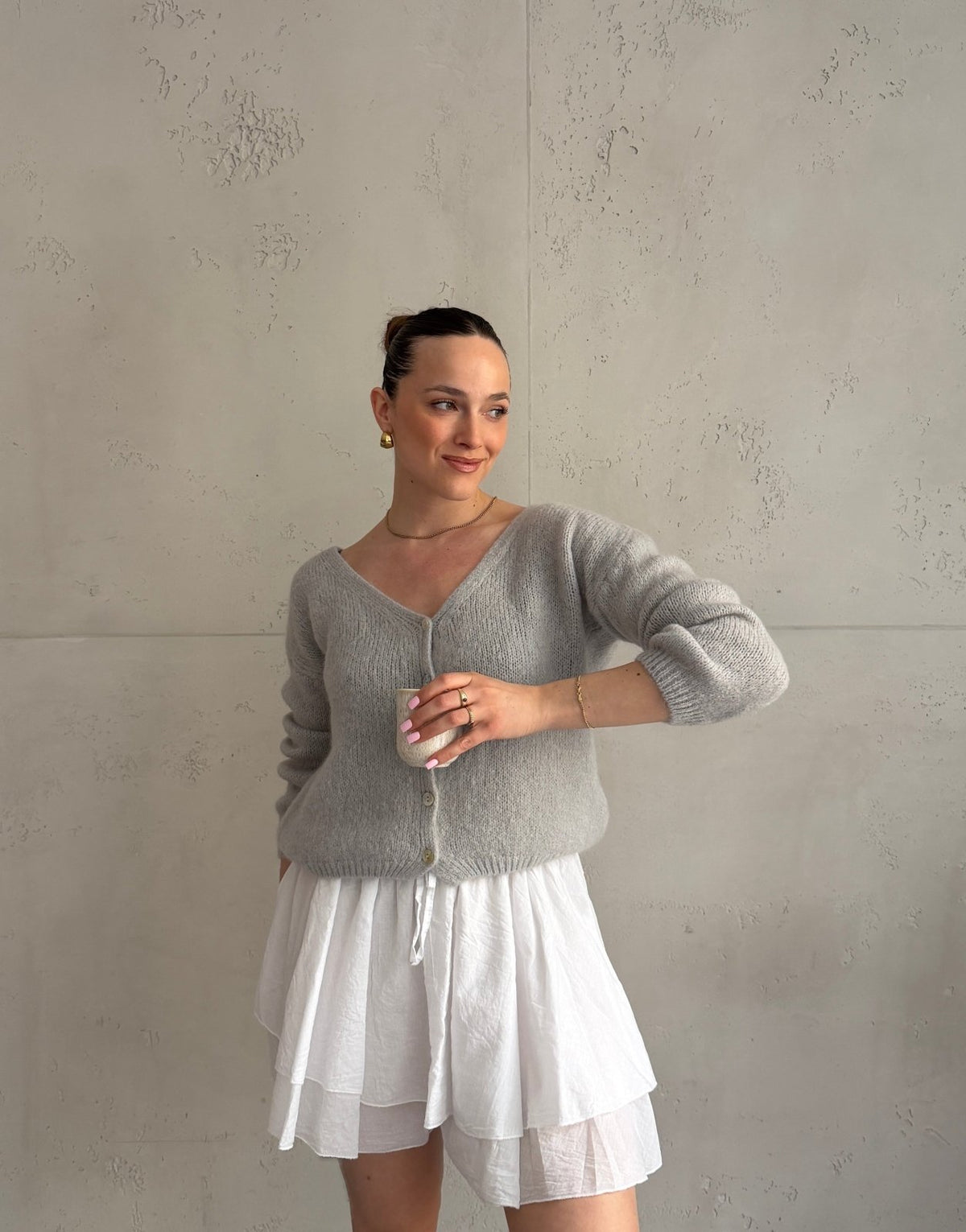 Kurze Mohair Strickjacke mit V - Ausschhnitt - Switch - Fashion