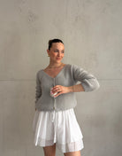 Kurze Mohair Strickjacke mit V - Ausschhnitt - Switch - Fashion