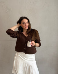 Kurze Mohair Strickjacke mit V-Ausschhnitt