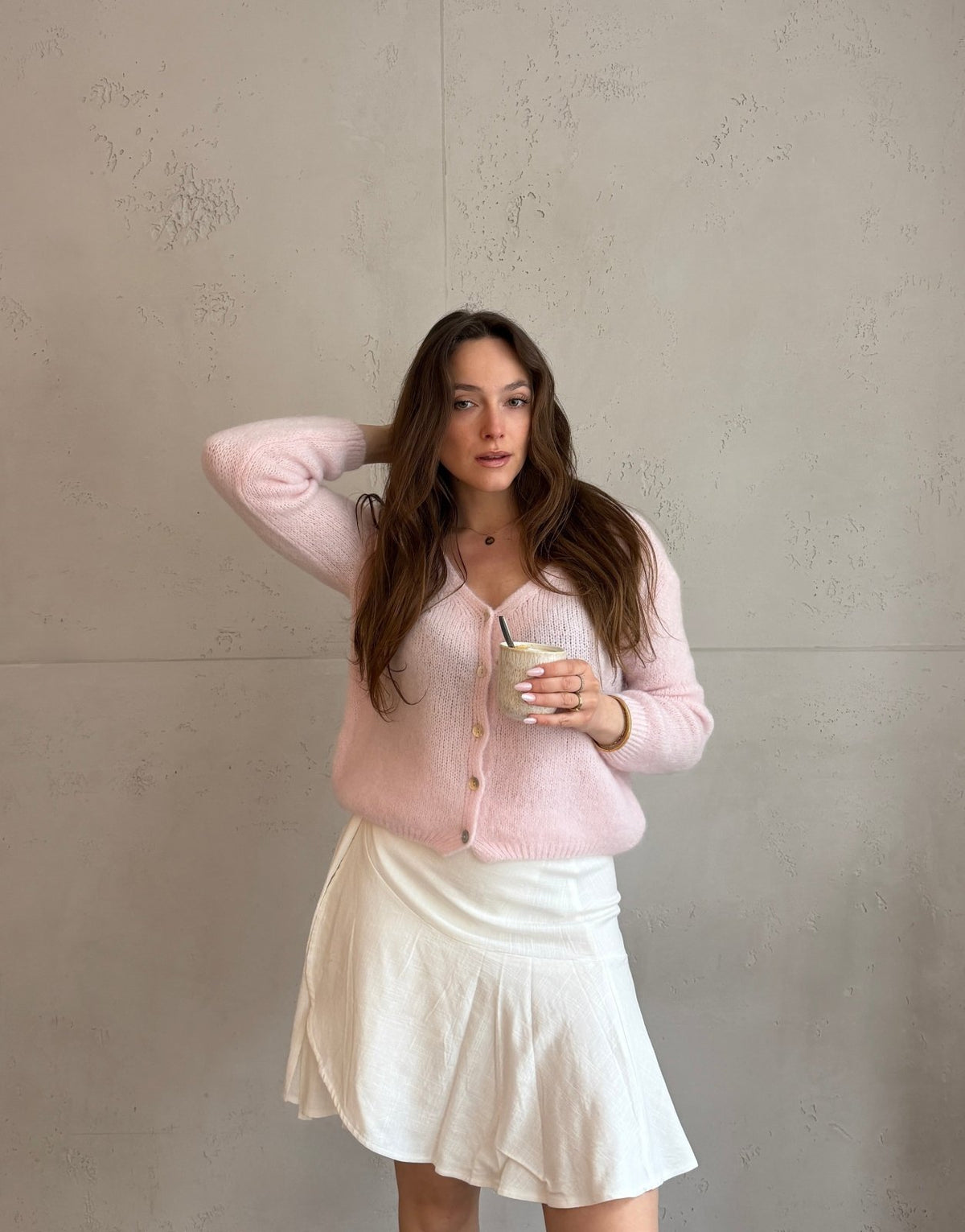 Kurze Mohair Strickjacke mit V - Ausschhnitt - Switch - Fashion