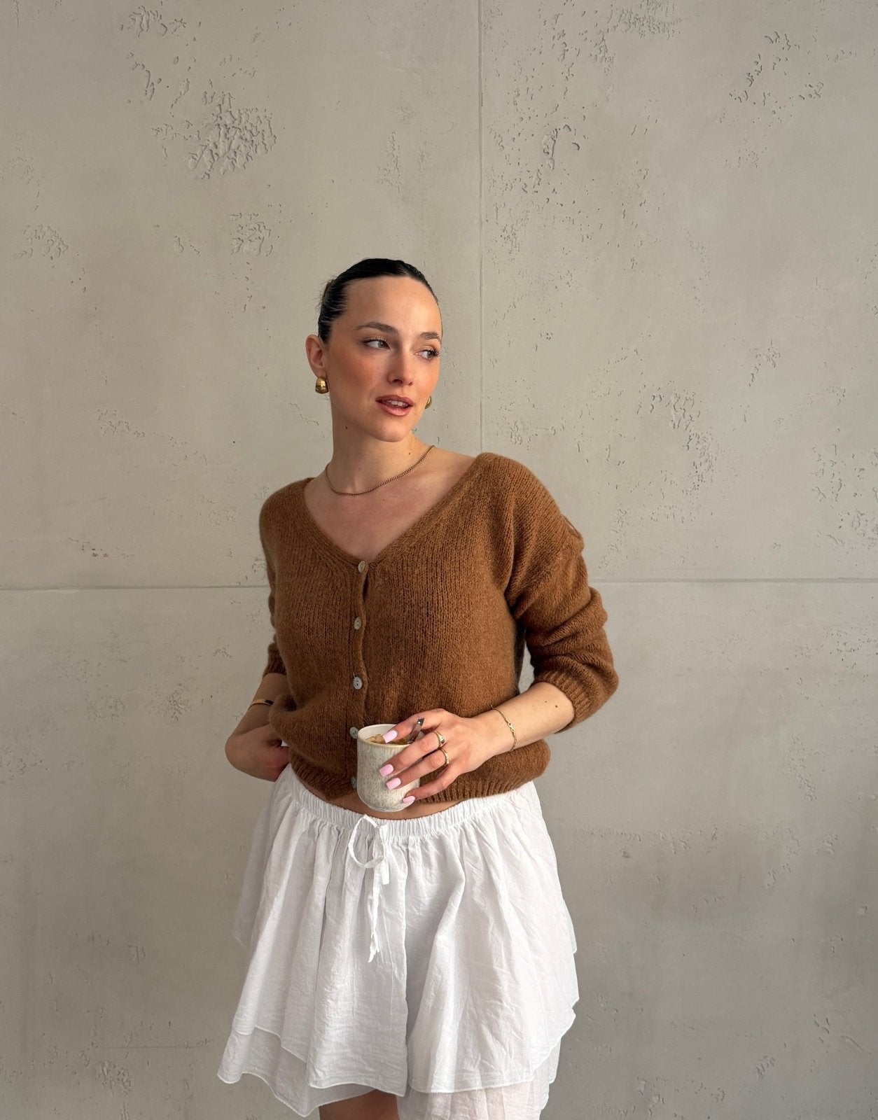 Kurze Mohair Strickjacke mit V - Ausschhnitt - Switch - Fashion