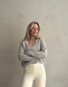 Kurze Mohair Strickjacke mit V - Ausschhnitt - Switch - Fashion