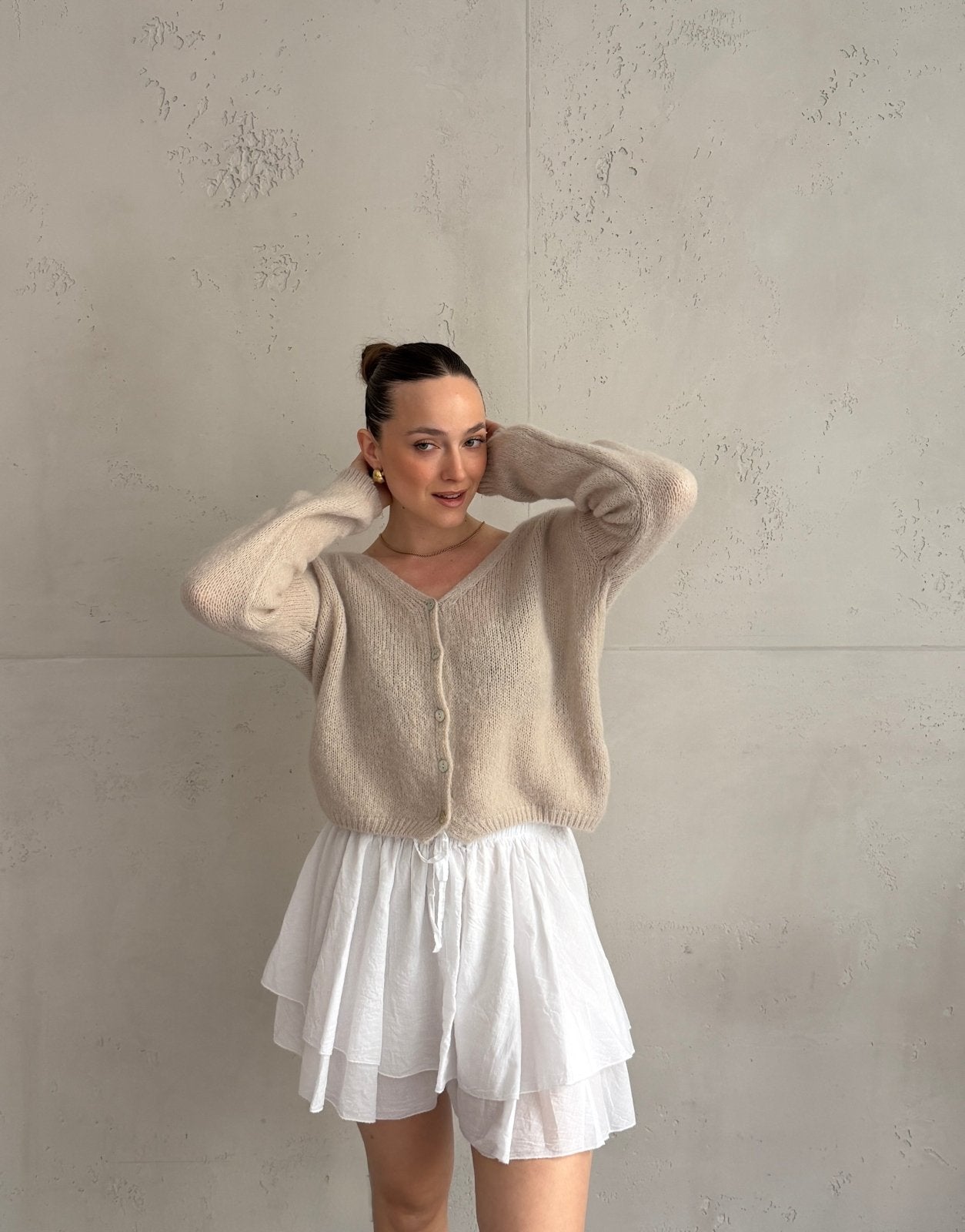 Kurze Mohair Strickjacke mit V - Ausschhnitt - Switch - Fashion