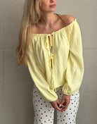 Kurze Musselinbluse mit Schleifen und Gummizug - Switch - Fashion