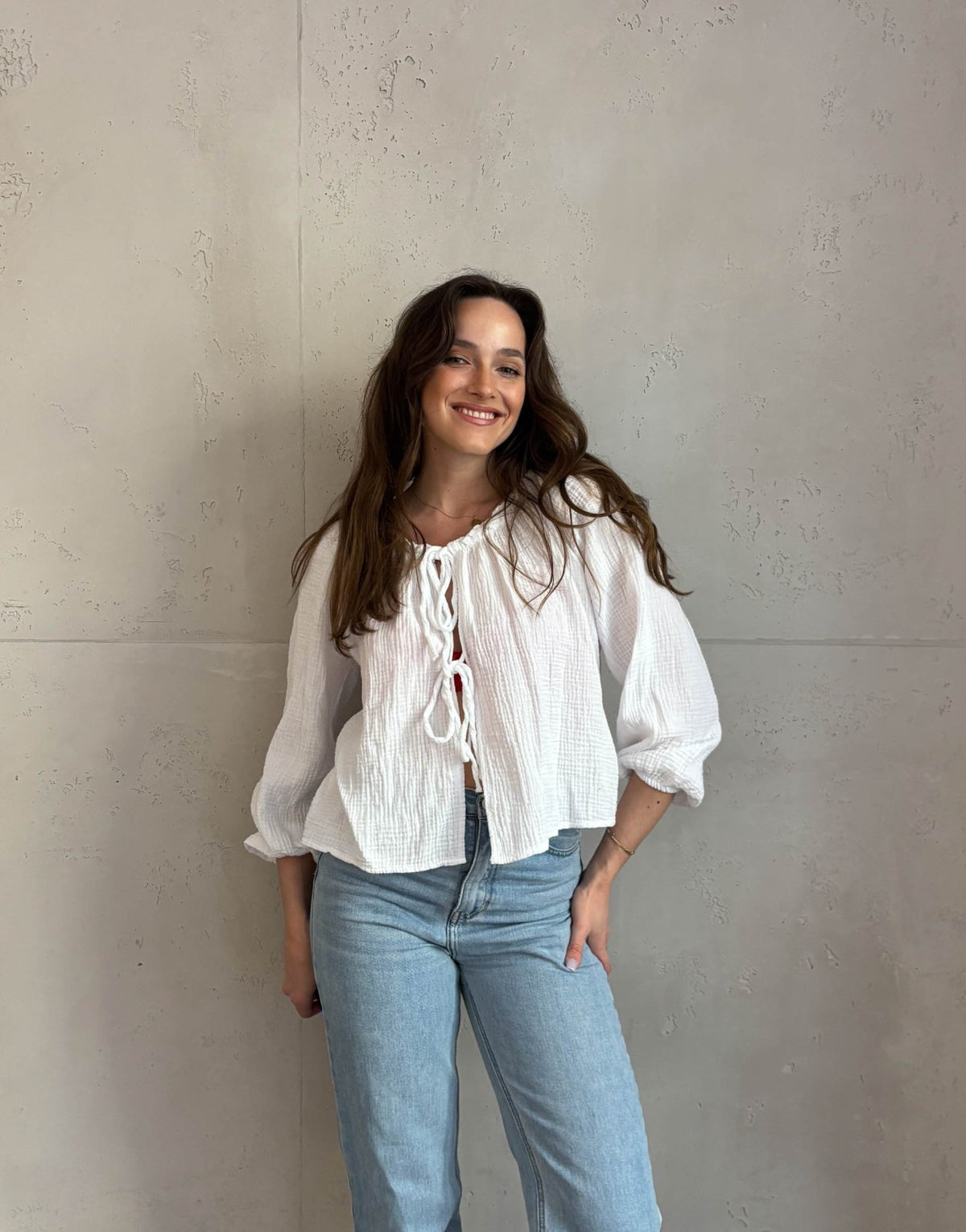 Kurze Musselinbluse mit Schleifen und Gummizug - Switch - Fashion