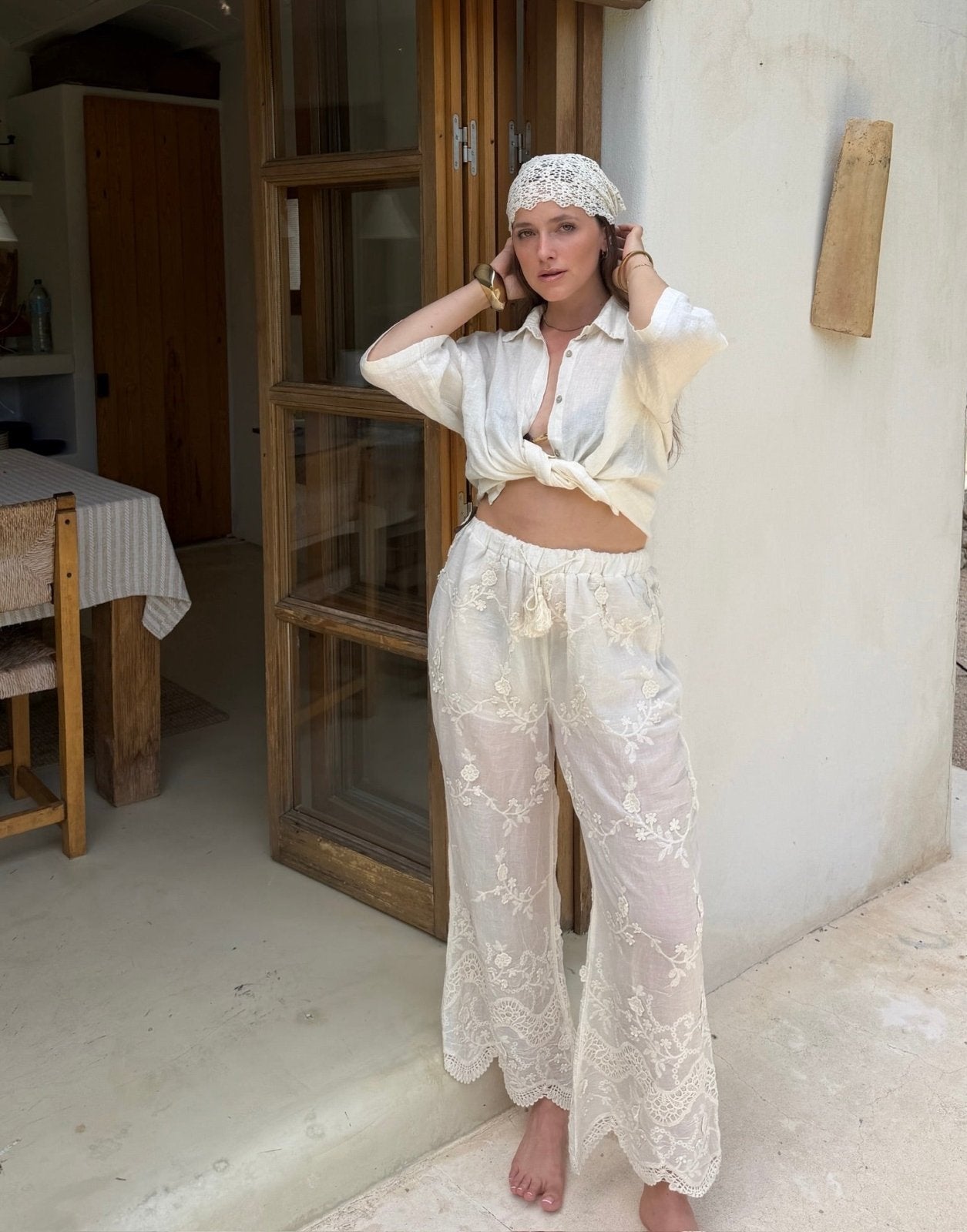 Lace Detail Pants – Bootcut, Spitze über das gesamte Bein - Switch-Fashion