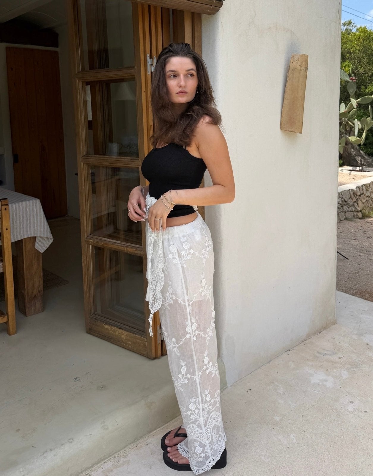 Lace Detail Pants – Bootcut, Spitze über das gesamte Bein - Switch-Fashion