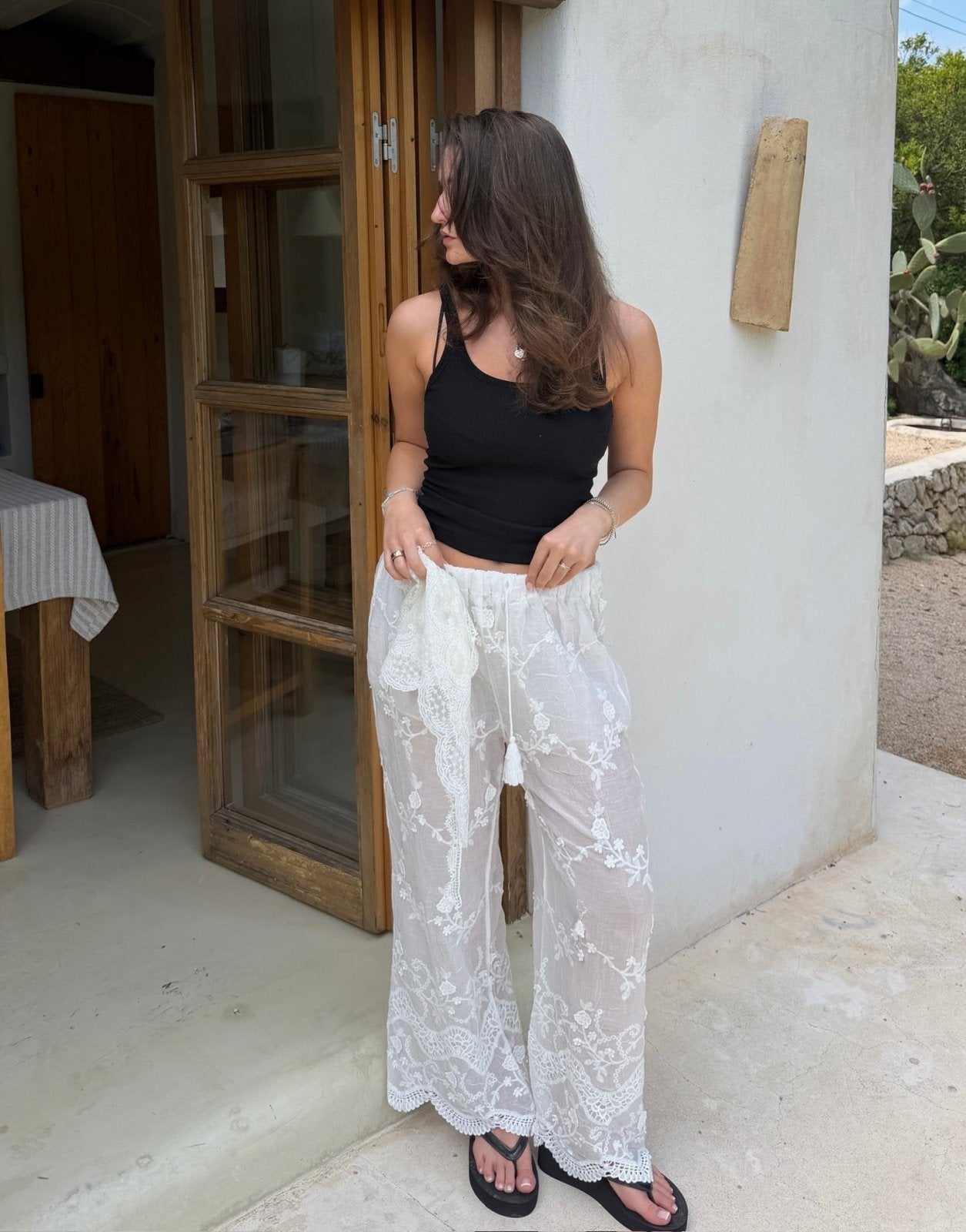 Lace Detail Pants – Bootcut, Spitze über das gesamte Bein - Switch-Fashion