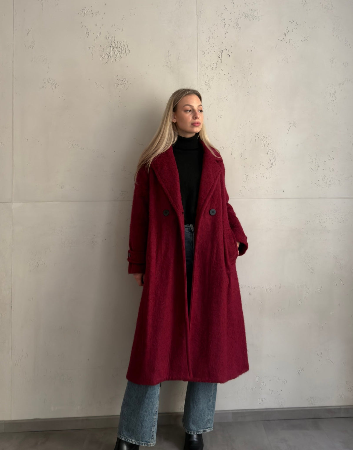 Langer Oversized Wintermantel in Wolloptik - Switch - Fashion