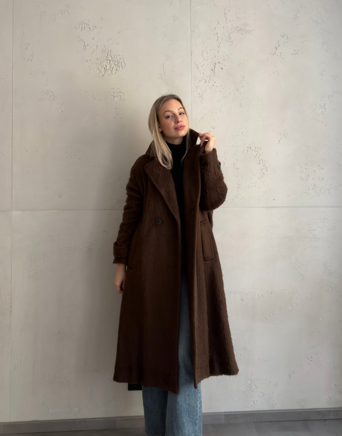 Langer Oversized Wintermantel in Wolloptik - Switch - Fashion