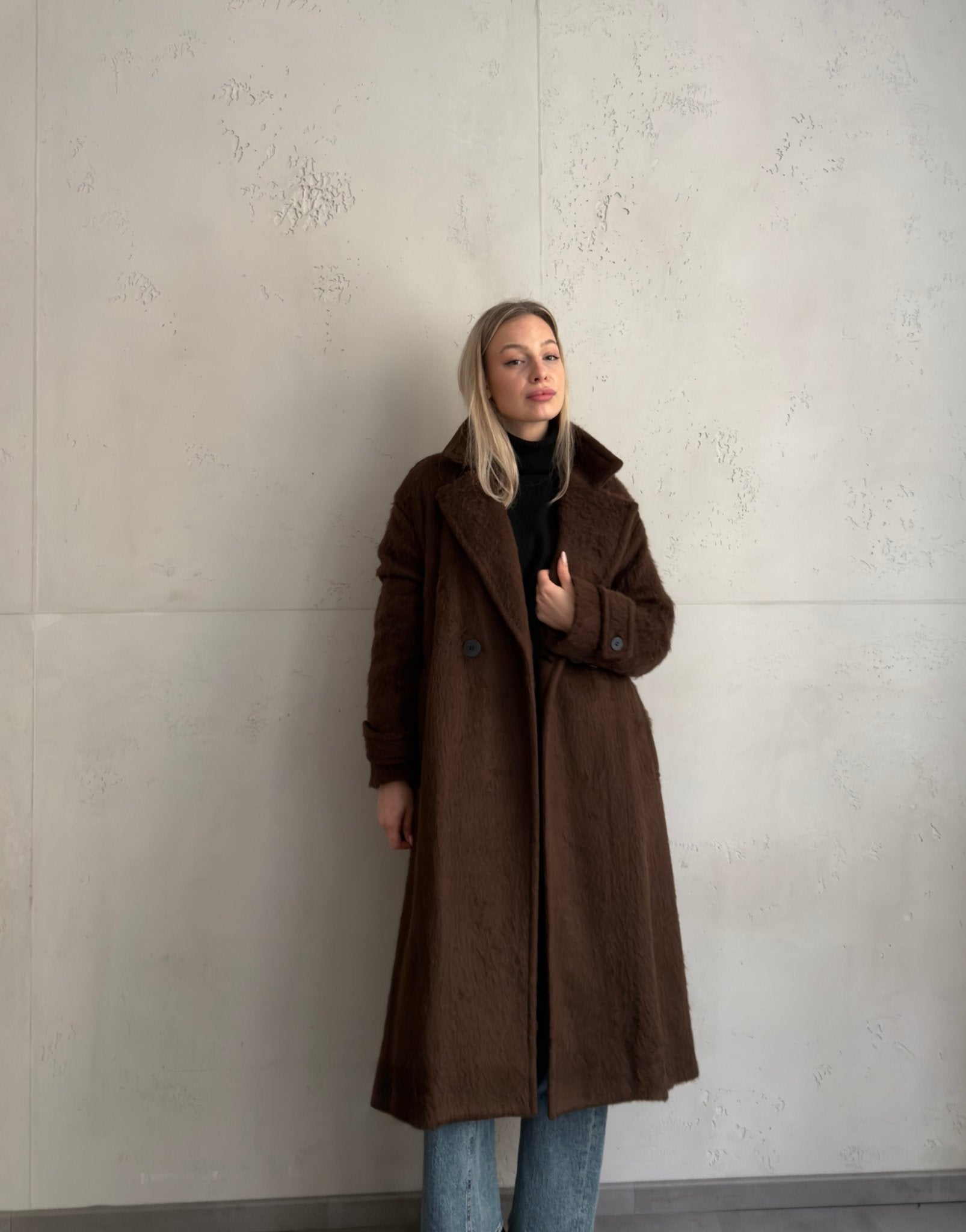 Langer Oversized Wintermantel in Wolloptik - Switch - Fashion