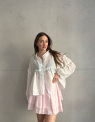 Leichte Baumwoll - Bluse mit Boho - Details - Switch - Fashion