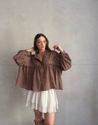 Leichte Baumwoll - Bluse mit Boho - Details - Switch - Fashion