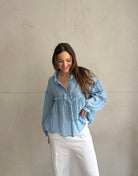 Leichte Baumwoll - Bluse mit Boho - Details - Switch - Fashion