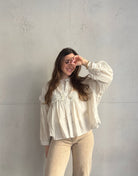 Leichte Baumwoll - Bluse mit Boho - Details - Switch - Fashion