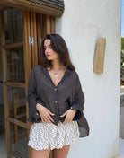 Leinen Bluse – Transparent, durchgeknöpft, leicht oversized - Switch-Fashion