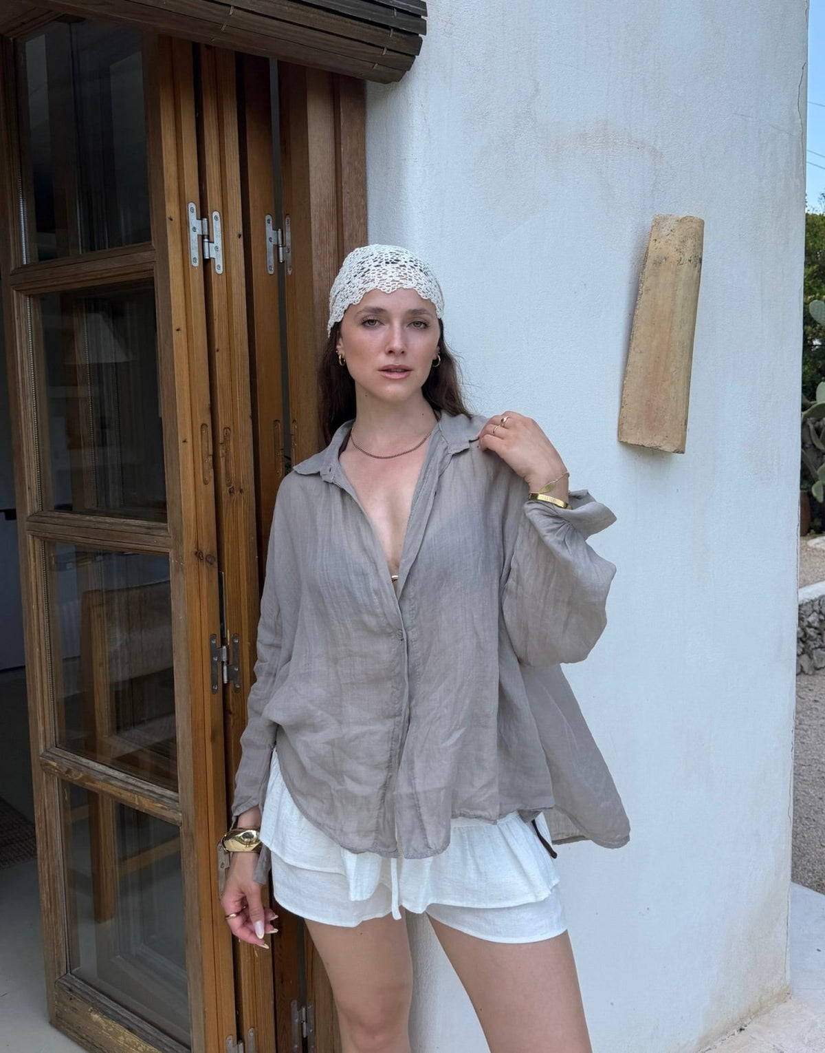 Leinen Bluse – Transparent, durchgeknöpft, leicht oversized - Switch-Fashion