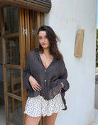 Leinen Bluse – Transparent, durchgeknöpft, leicht oversized - Switch-Fashion