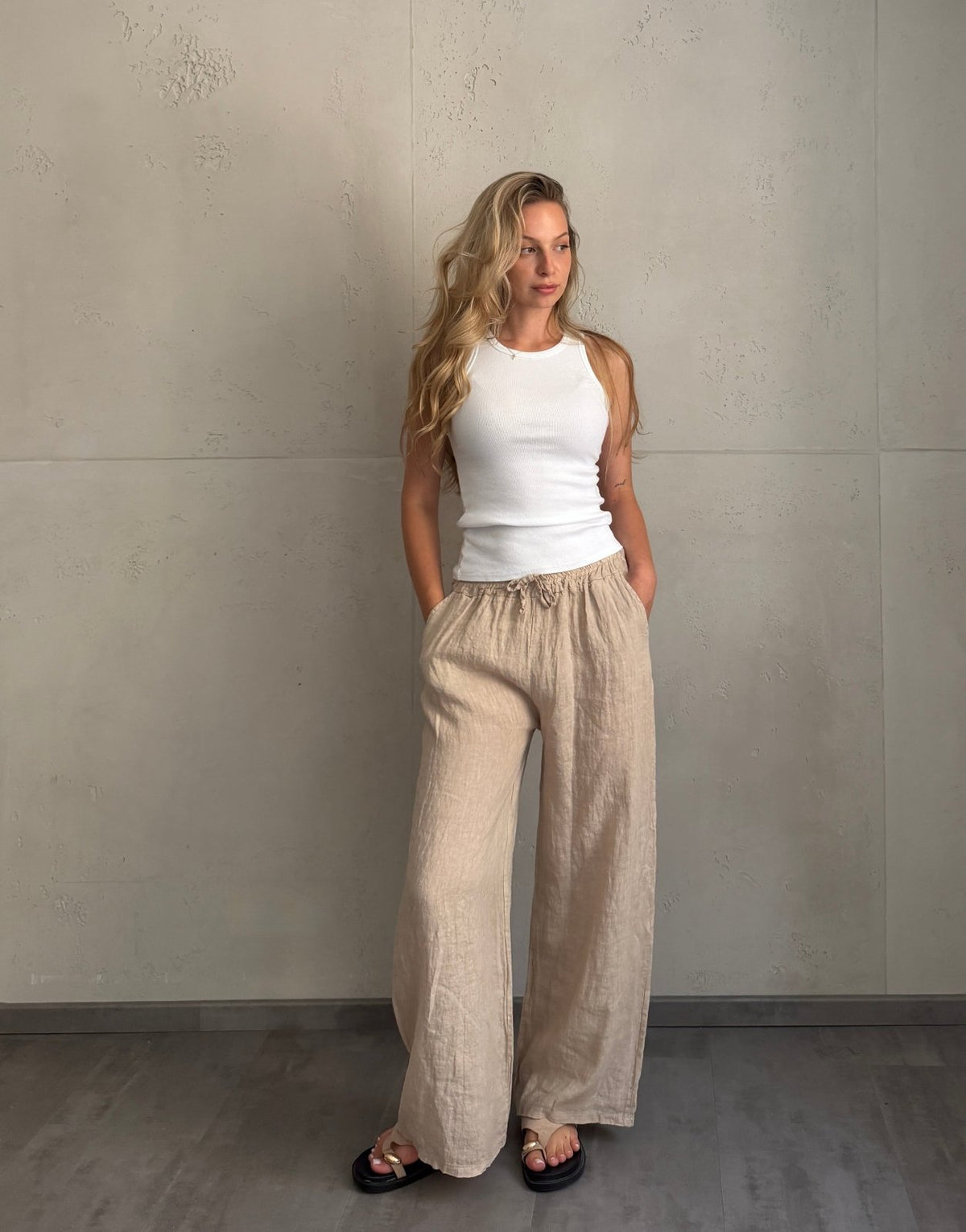 Leinen Pants – Loose Fit, Gummibund, 100% Leinen - Switch-Fashion