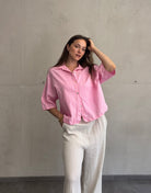 Leinenbluse mit Kurzarm & Brusttasche - Switch - Fashion