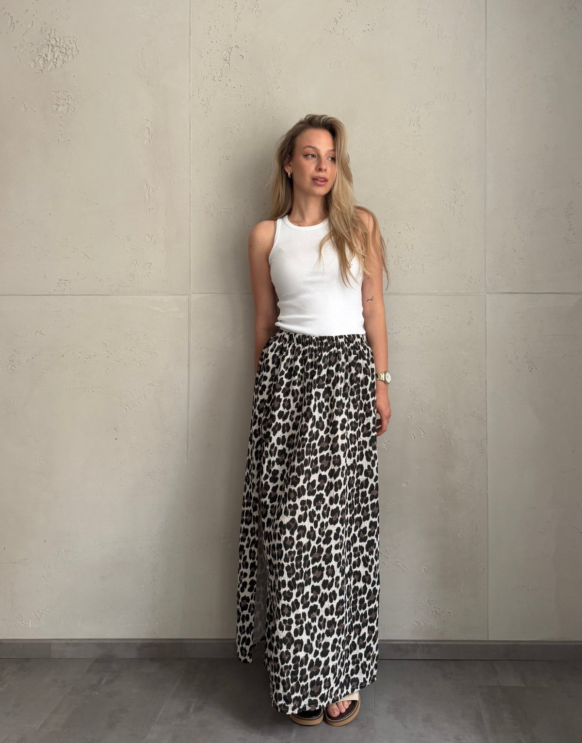 Leo Musselin Maxirock mit Cut - Out – 100% Baumwolle, nicht transparent - Switch - Fashion