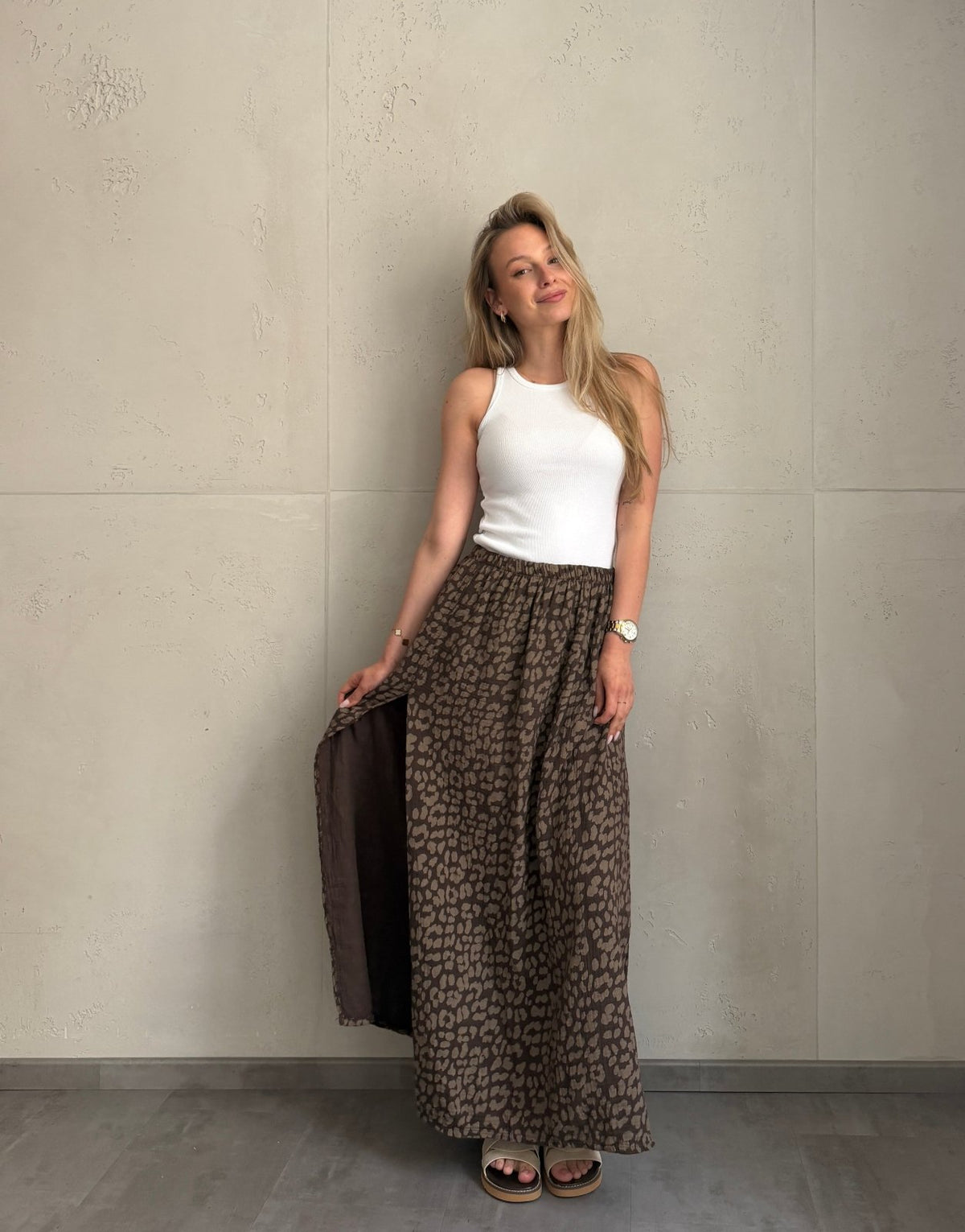 Leo Musselin Maxirock mit Cut - Out – 100% Baumwolle, nicht transparent - Switch - Fashion