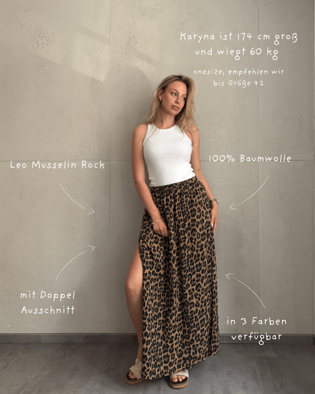 Leo Musselin Maxirock mit Cut - Out – 100% Baumwolle, nicht transparent - Switch - Fashion