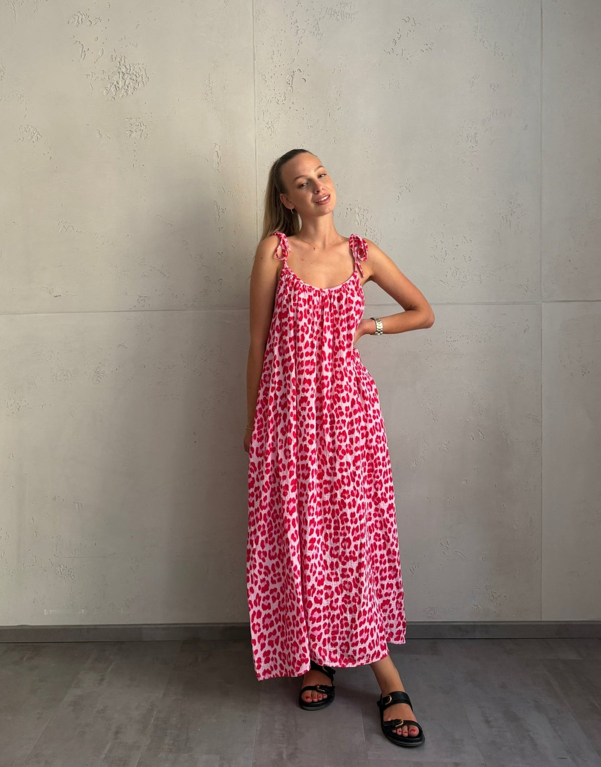Leo Musselinkleid Maxi mit verstellbaren Trägern - Switch-Fashion